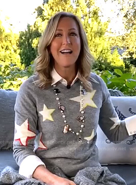 Lara’s grey star print sweater on Good Morning America