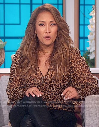 Carrie’s leopard smocked blouse on The Talk