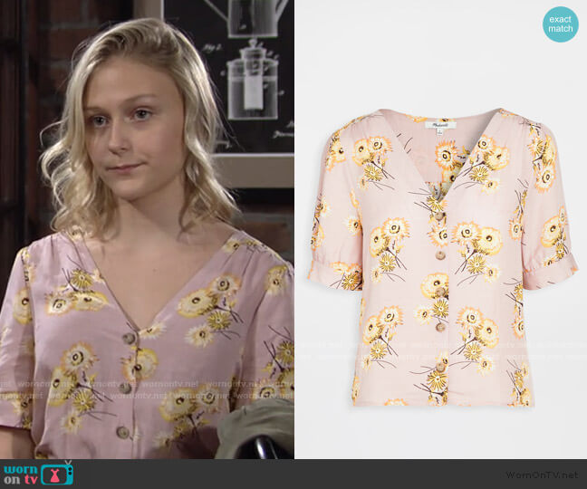 Delancy Button Down Top by Madewell worn by Faith Newman (Alyvia Alyn Lind) on The Young and the Restless