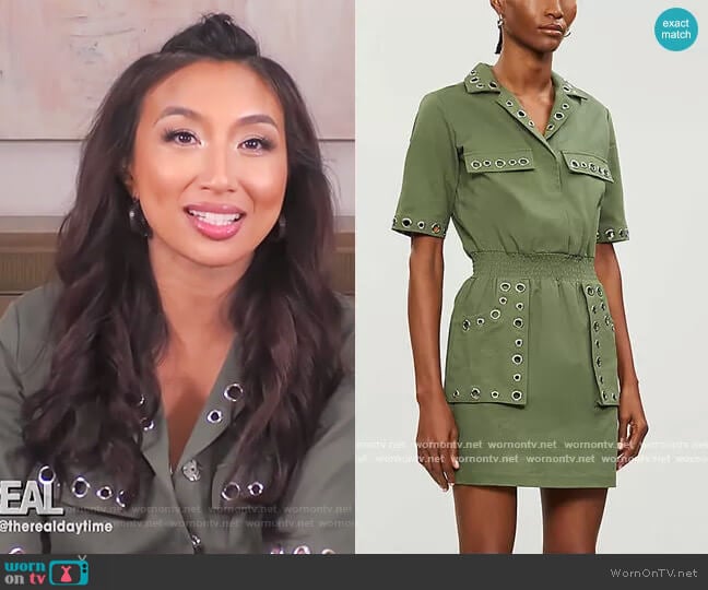 Ramil cotton-twill mini dress by Maje worn by Jeannie Mai on The Real