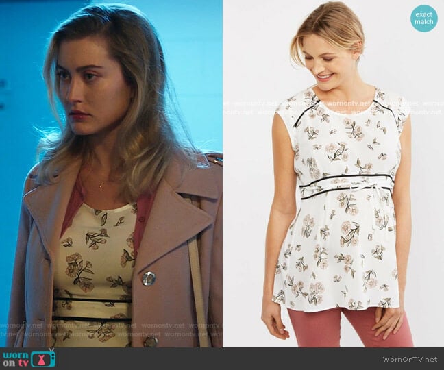 Motherhood Maternity Floral Peplum Top worn by Becky Monreaux (Olivia Macklin) on Filthy Rich