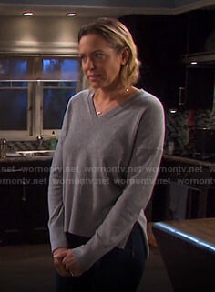 Nicole’s grey v-neck sweater on Days of our Lives