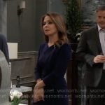 Olivia’s navy ruffled dress on General Hospital