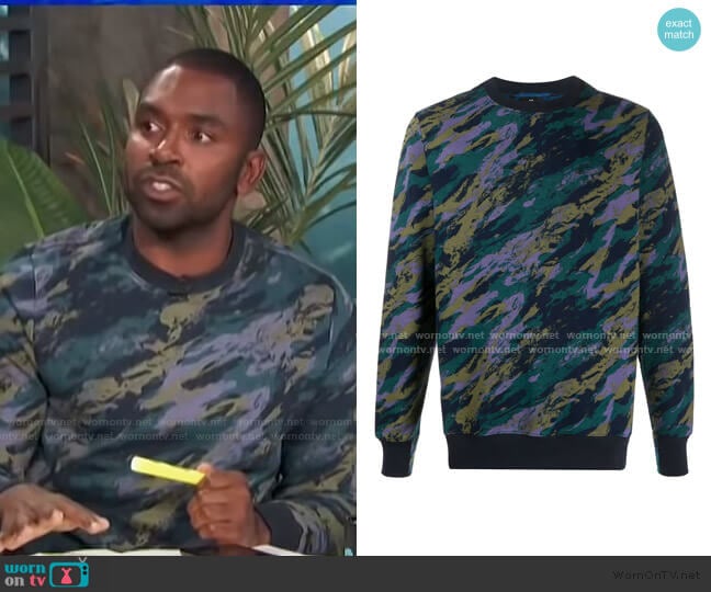 Camouflage-Print Organic Cotton Sweatshirt by Paul Smith worn by Justin Sylvester on E! News