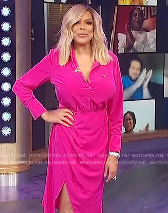 Wendy's pink wrap shirtdress on The Wendy Williams Show