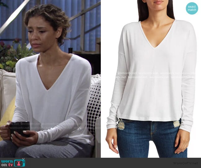 Hudson V-Neck Pullover by Rag & Bone worn by Elena Dawson (Brytni Sarpy) on The Young and the Restless