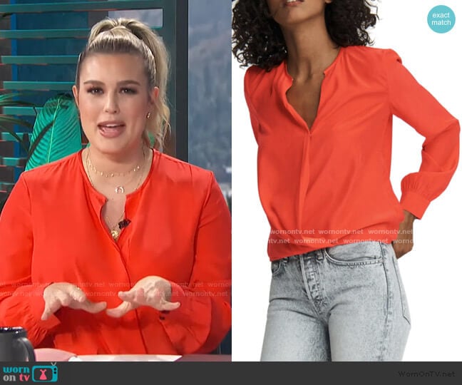 Lora Silk Surplice Blouse by Rag & Bone worn by Carissa Loethen Culiner on E! News