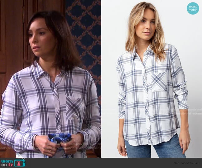 Hunter Shirt in White Storm by Rails worn by Gwen Rizczech (Emily O'Brien) on Days of our Lives