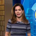 Rebecca’s navy striped ribbed knit top on Good Morning America