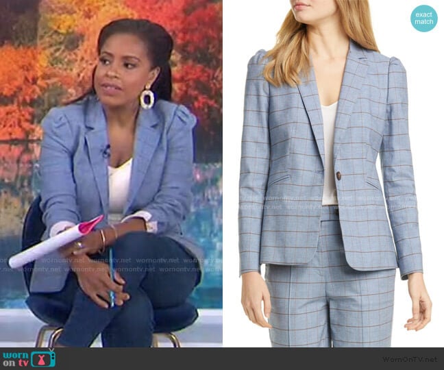 Windowpane Twill Jacket by Rebecca Taylor worn by Sheinelle Jones on Today