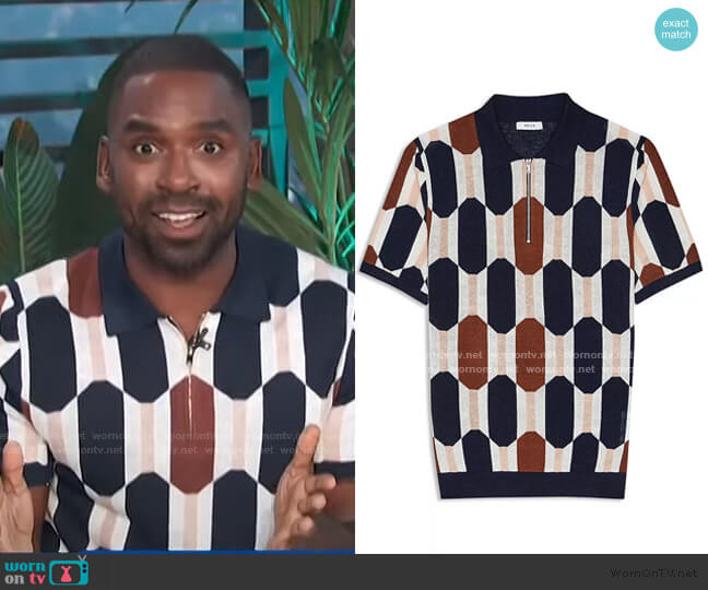 WornOnTV: Justin’s printed zip-neck polo shirt on E! News Daily Pop ...