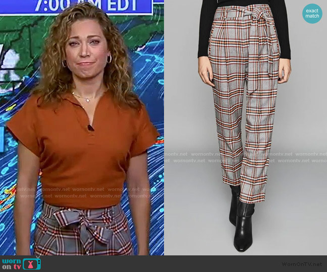 WornOnTV: Ginger’s orange top and grey check pants on Good Morning ...