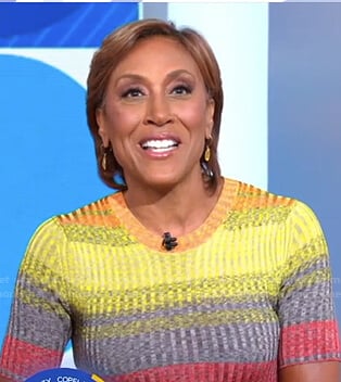 Robin’s multicolor striped ribbed knit dress on Good Morning America