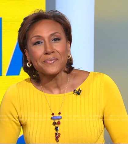 Robin’s yellow ribbed corset dress on Good Morning America