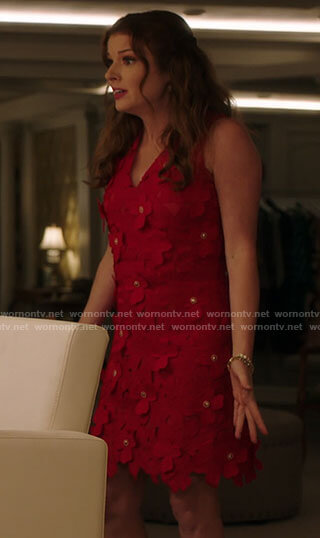 Rose’s red floral applique dress on Filthy Rich