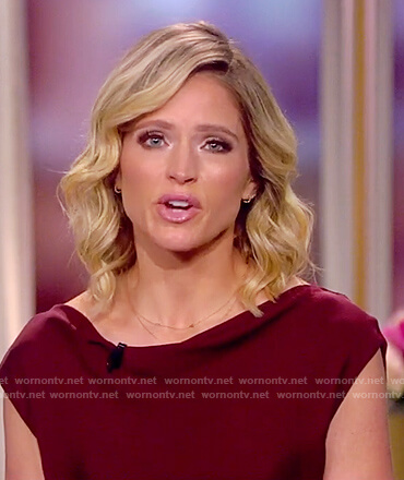 Sara's burgundy drape neck top on The View