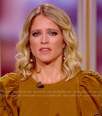 Sara’s mustard denim eyelet top on The View