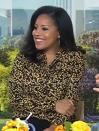 Sheinelle's black and yellow print blouse on Today