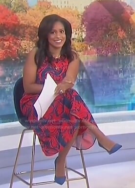 Sheinelle's red floral sleeveless dress on Today