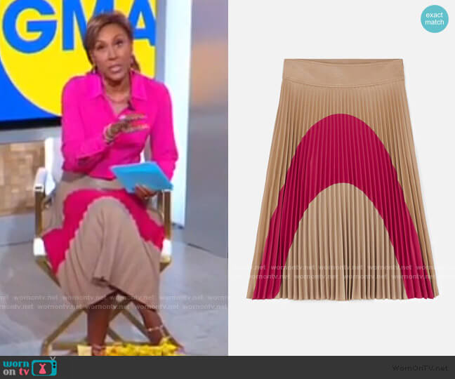 Carmen Pleated Skirt by Stella McCartney worn by Robin Roberts on Good Morning America