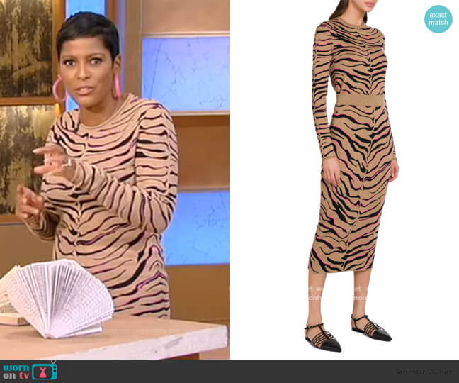 Tiger Stripe Virgin Wool Sweater and Skirt by Stella McCartney worn by Tamron Hall on Tamron Hall Show