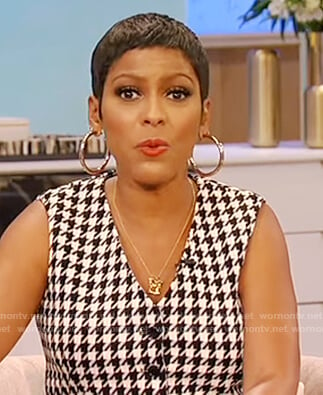 Tamron’s houndstooth vest on Tamron Hall Show