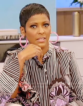 Tamron's stripe floral dress on Tamron Hall Show