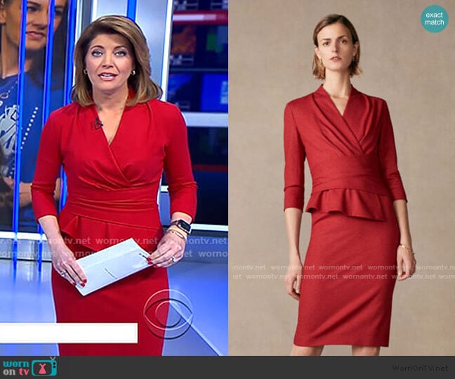 Arlington Dress by The Fold worn by Norah O'Donnell on CBS Evening News