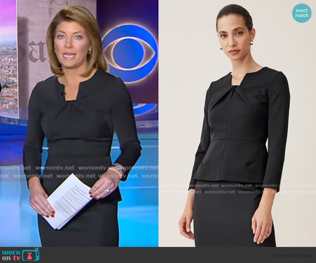 Belmore Top by The Fold worn by Norah O'Donnell on CBS Evening News