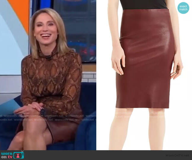 Theory Leather Pencil Skirt