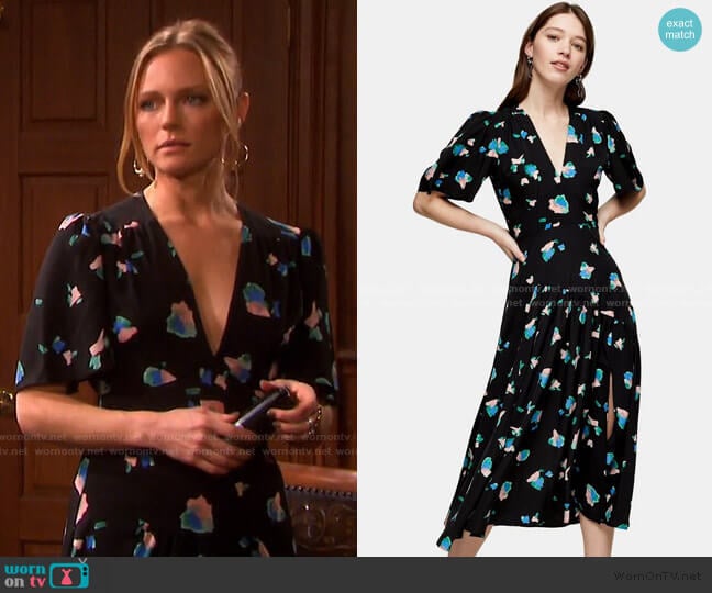 Spot Angel Sleeve Midi Dress by Topshop  worn by Abigail Deveraux (Marci Miller) on Days of our Lives