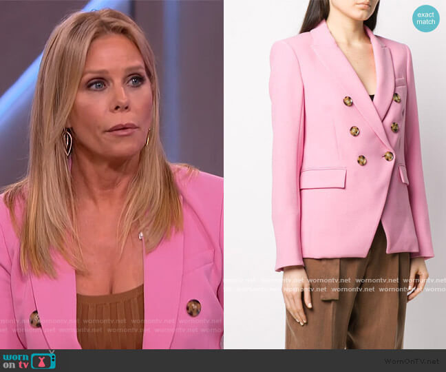 long sleeve double-breasted blazer by Veronica Beard worn by Cheryl Hines on The Kelly Clarkson Show