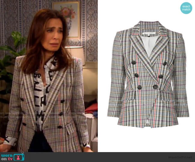 Empire Houndstooth Dickey Jacket by Veronica Beard  worn by Hope Williams (Kristian Alfonso) on Days of our Lives