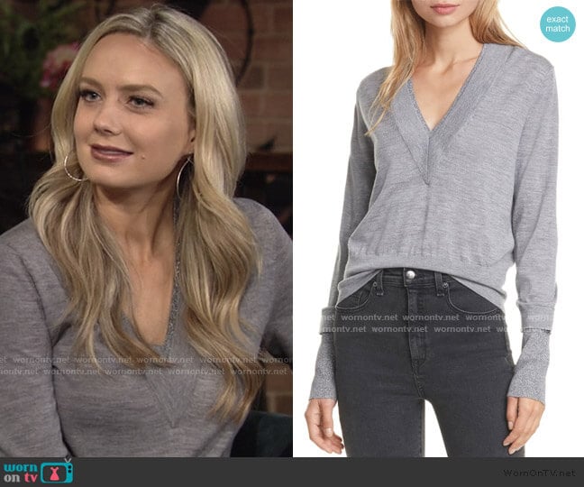 Tatiana Layered Merino Wool Blend Sweater by Veronica Beard worn by Abby Newman (Melissa Ordway) on The Young and the Restless