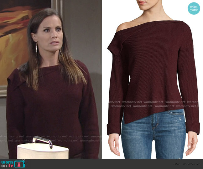 Asymmetrical Ribbed Pullover by Vince worn by Chelsea Lawson (Melissa Claire Egan) on The Young and the Restless