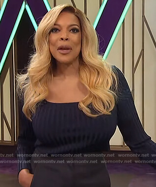 Wendy’s square neck ribbed top and skirt on The Wendy Williams Show