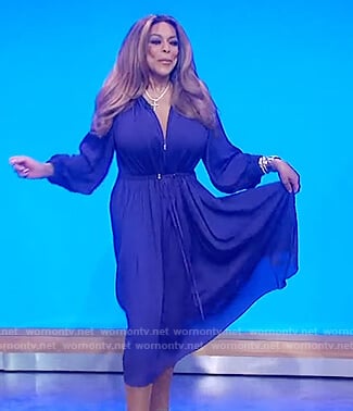 Wendy’s purple tie waist dress on The Wendy Williams Show