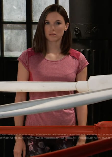 Willow's pink colorblock tee on General Hospital