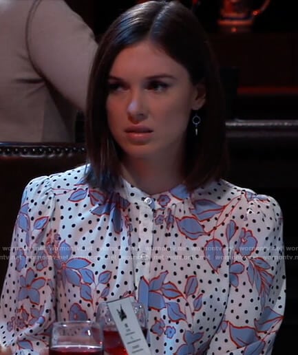 Willow’s white floral dotted blouse on General Hospital