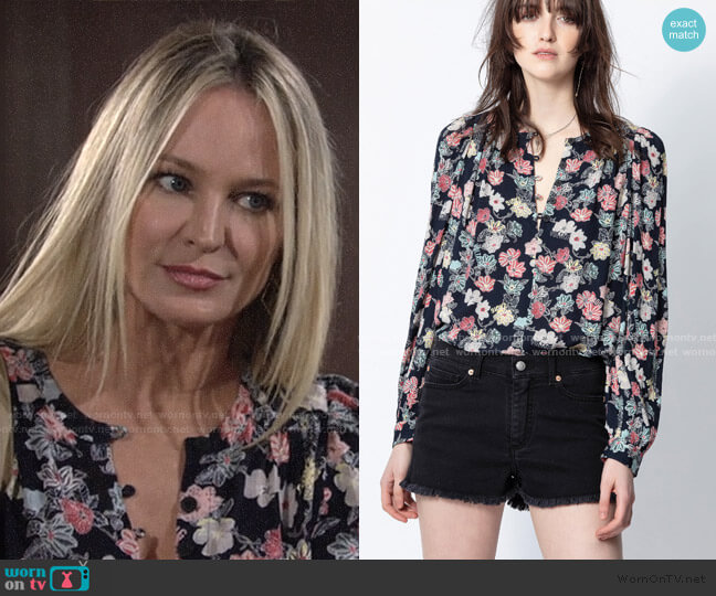 Tiffany Print Flower Tunic by Zadig & Voltaire worn by Sharon Newman (Sharon Case) on The Young and the Restless