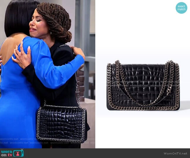 Zara Croc Chain City Bag worn by Andrea Barnes (Kj Smith) on Tyler Perrys Sistas