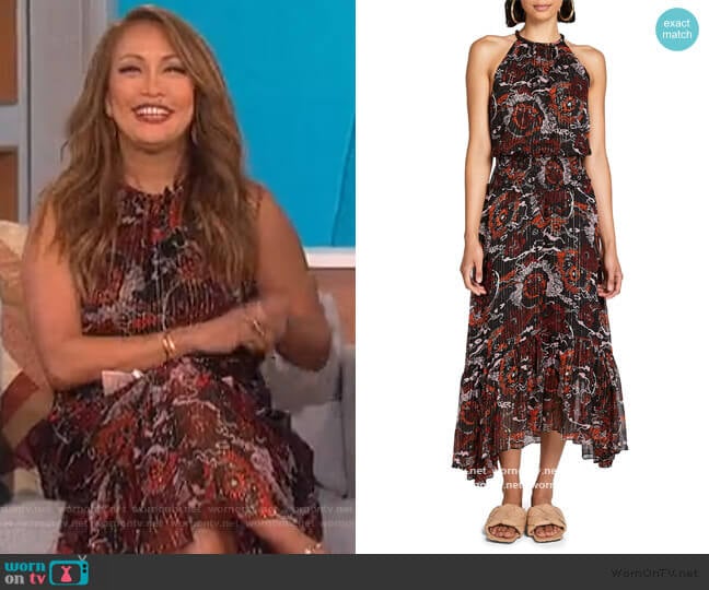 Bardot Silk Blend Halter Dress by A.L.C. worn by Carrie Inaba on The Talk