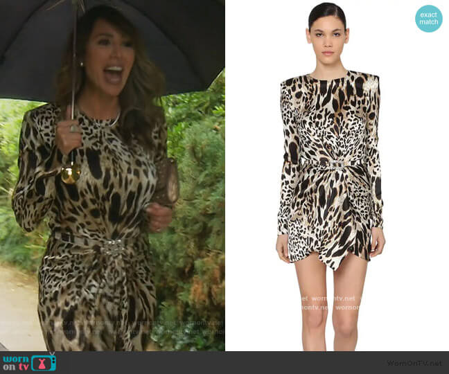 Printed Stretch Satin Mini Dress by Alexandre Vauthier worn by Kelly Dodd on The Real Housewives of Orange County