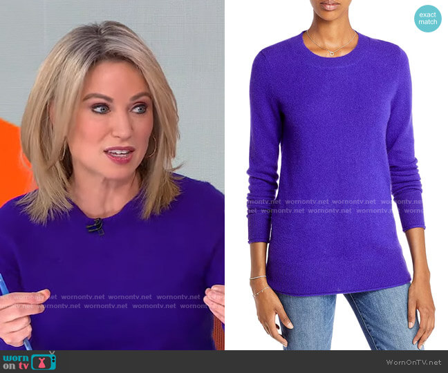 WornOnTV: Amy’s purple crewneck sweater and satin skirt on Good Morning ...