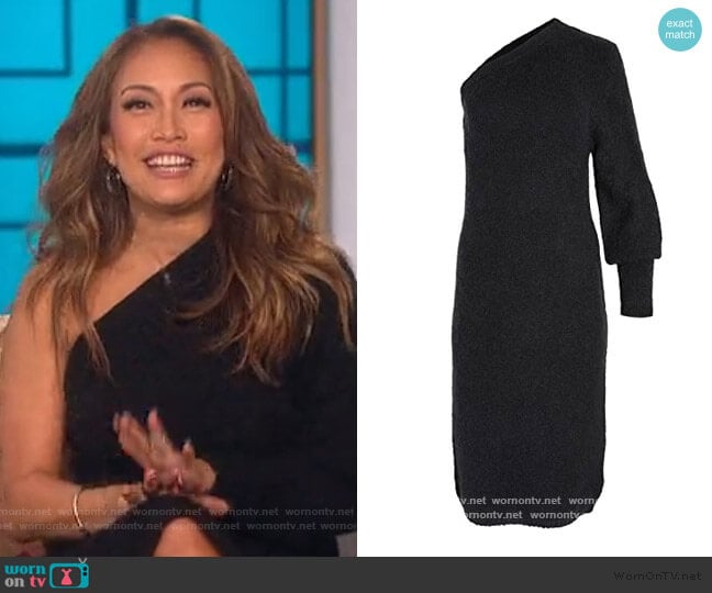 Motocyclette One Shoulder Dress by Aje worn by Carrie Inaba on The Talk