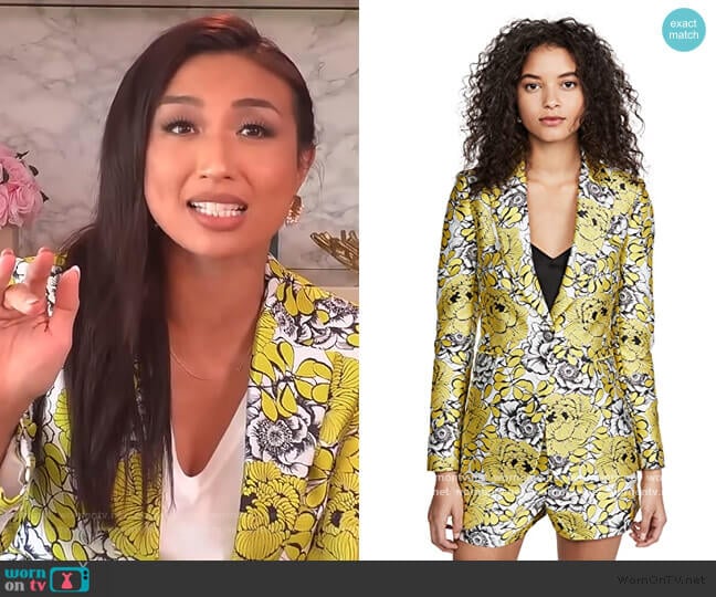 Macey Notch Collar Fitted Blazer by Alice + Olivia worn by Jeannie Mai on The Real