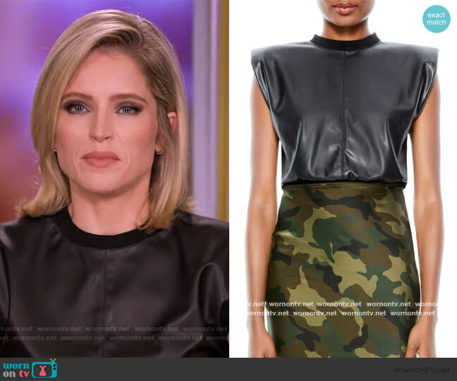 Kendrick Faux Leather Crop Top by Alice + Olivia worn by Sara Haines  on The View