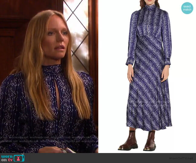Angie Long Printed Dress by Sandro worn by Abigail Deveraux (Marci Miller) on Days of our Lives