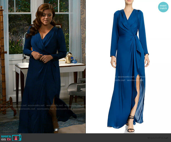 Faux-Wrap Gown by Bcbgmaxazria worn by Tiffani Thiessen on Saved By The Bell