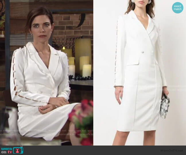 WornOnTV: Victoria’s white button embellished blazer dress on The Young ...